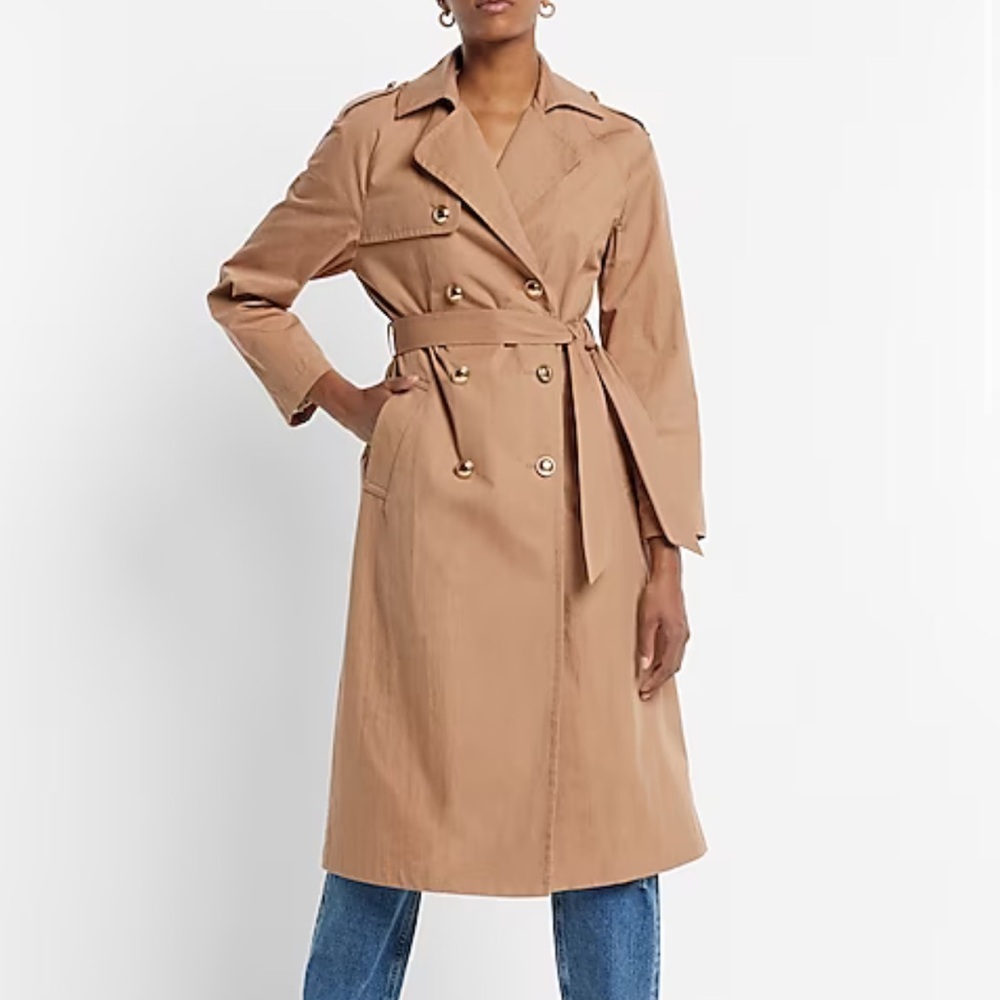 Express nylon Sherpa-lined removable button belted trench coat